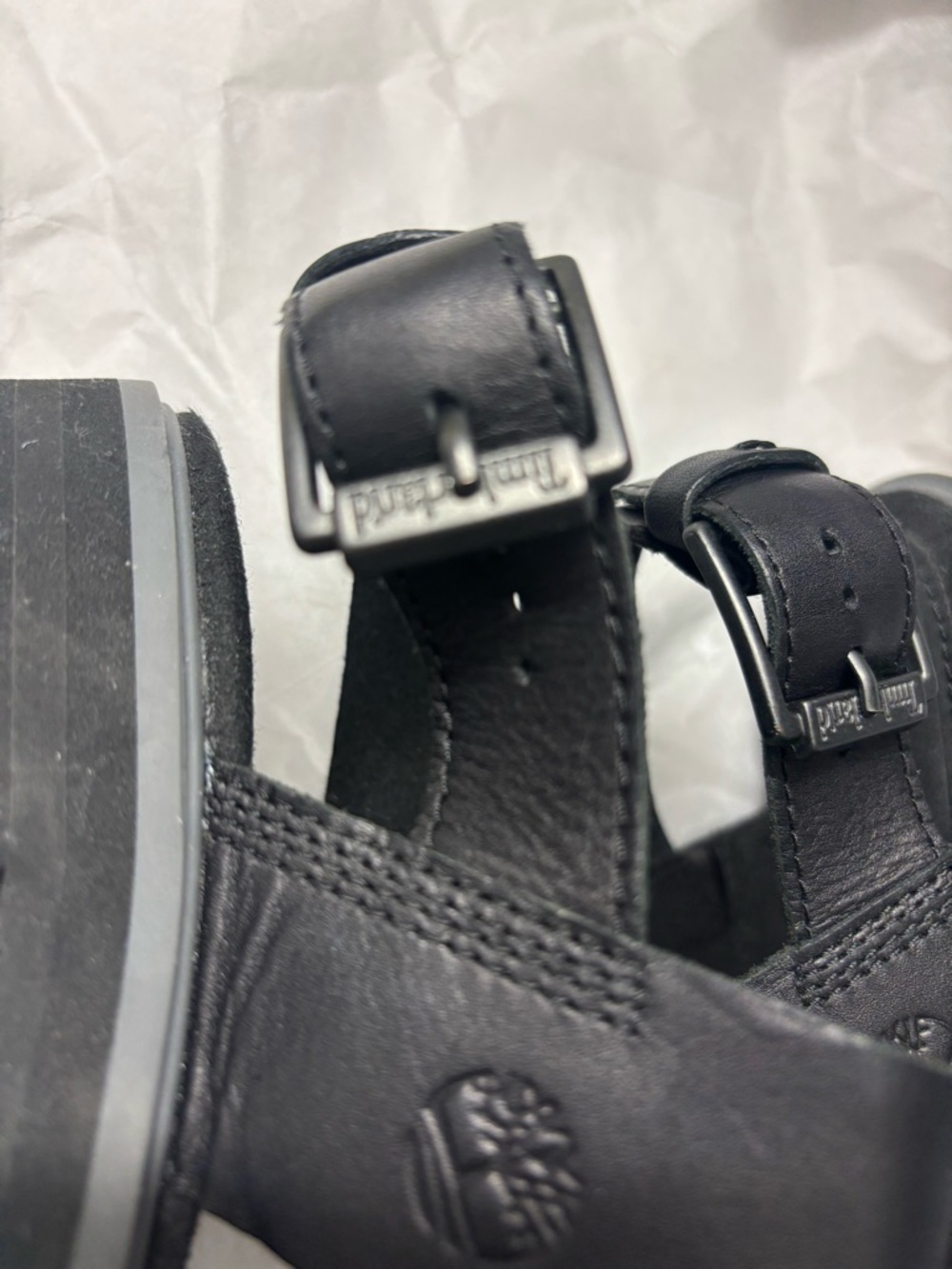 Timberland Black Studded Chunky Sandal Heels - Picture 5 of 8